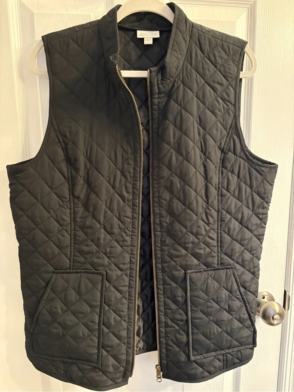 J. Jill Black Quilted Zip-Front Vest #0352